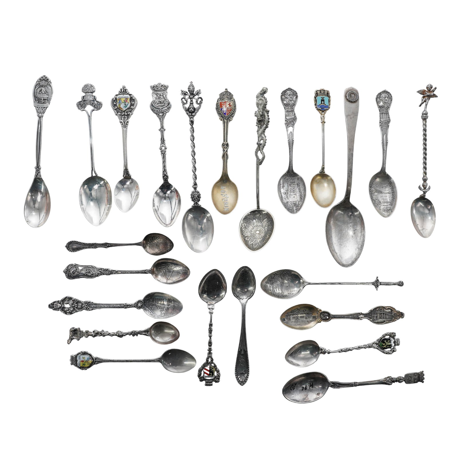 (24 pcs) Vintage Sterling and Silver Global Souvenir Spoons (1 of 17)