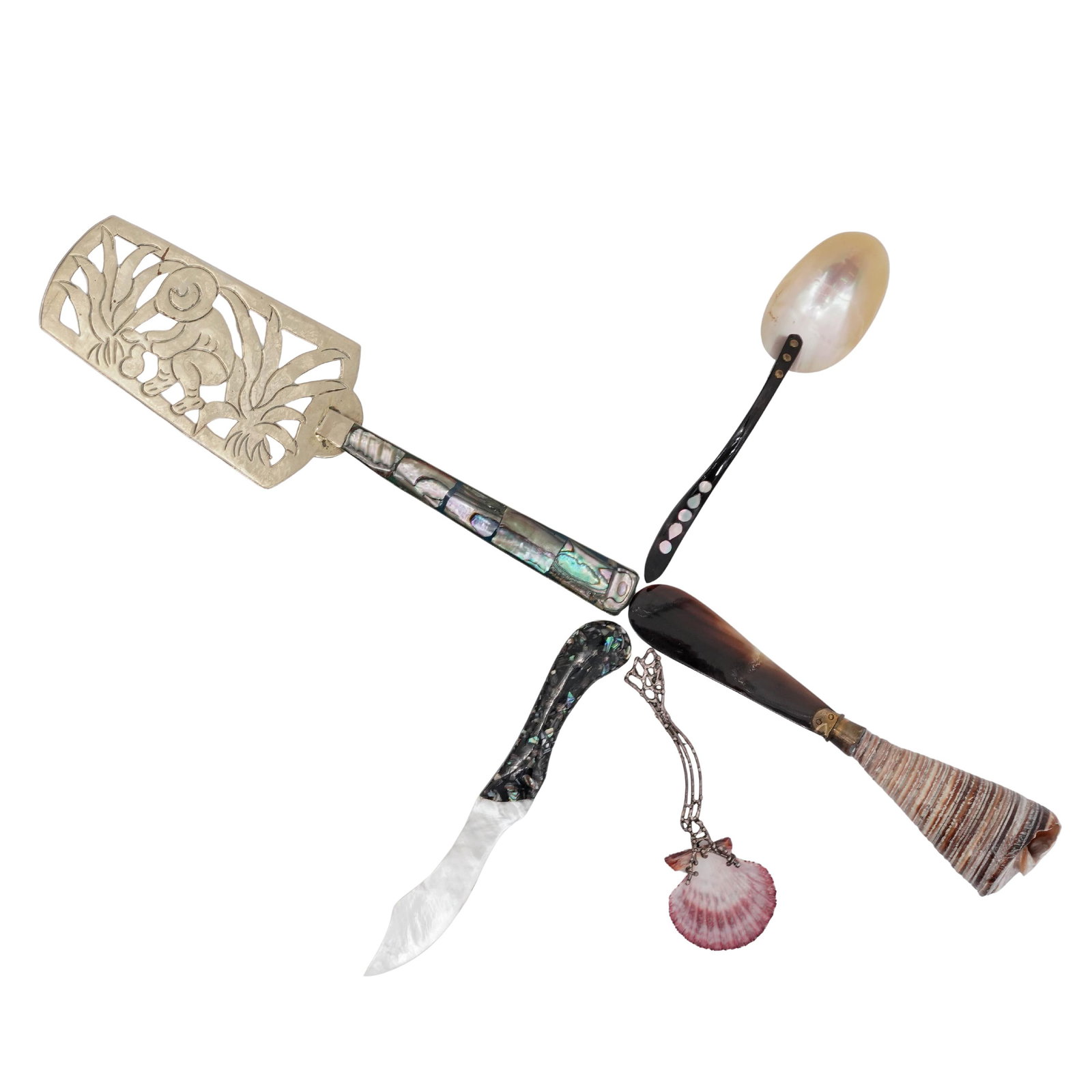 (5 pcs) Shell & Abalone Utensils (1 of 16)