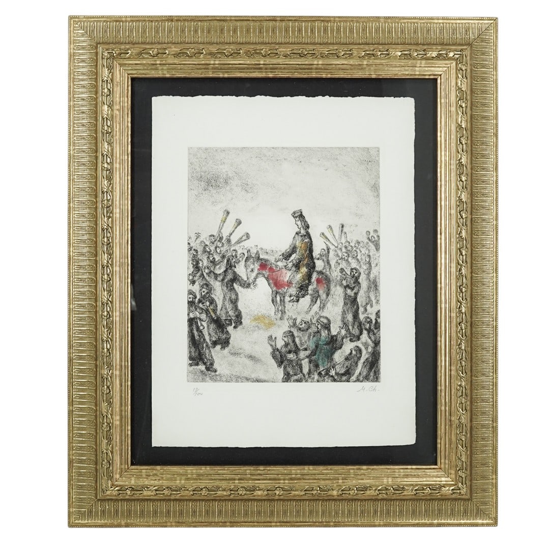 Marc Chagall (Belarusian, 1887-1985) 'Solomon Proclaimed King of Israel' Colored Etching (1 of 6)