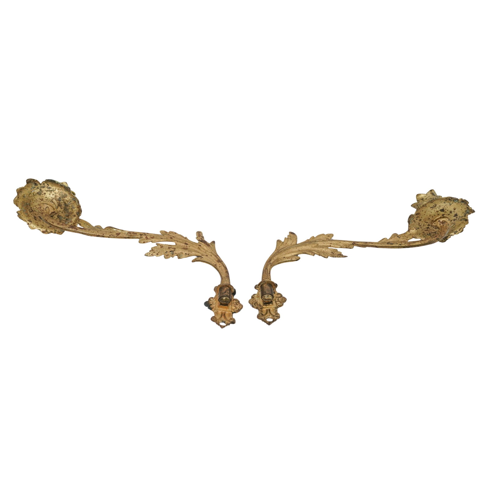 Pair Of Antique French Gilt Brass Candle Sconces (1 of 6)