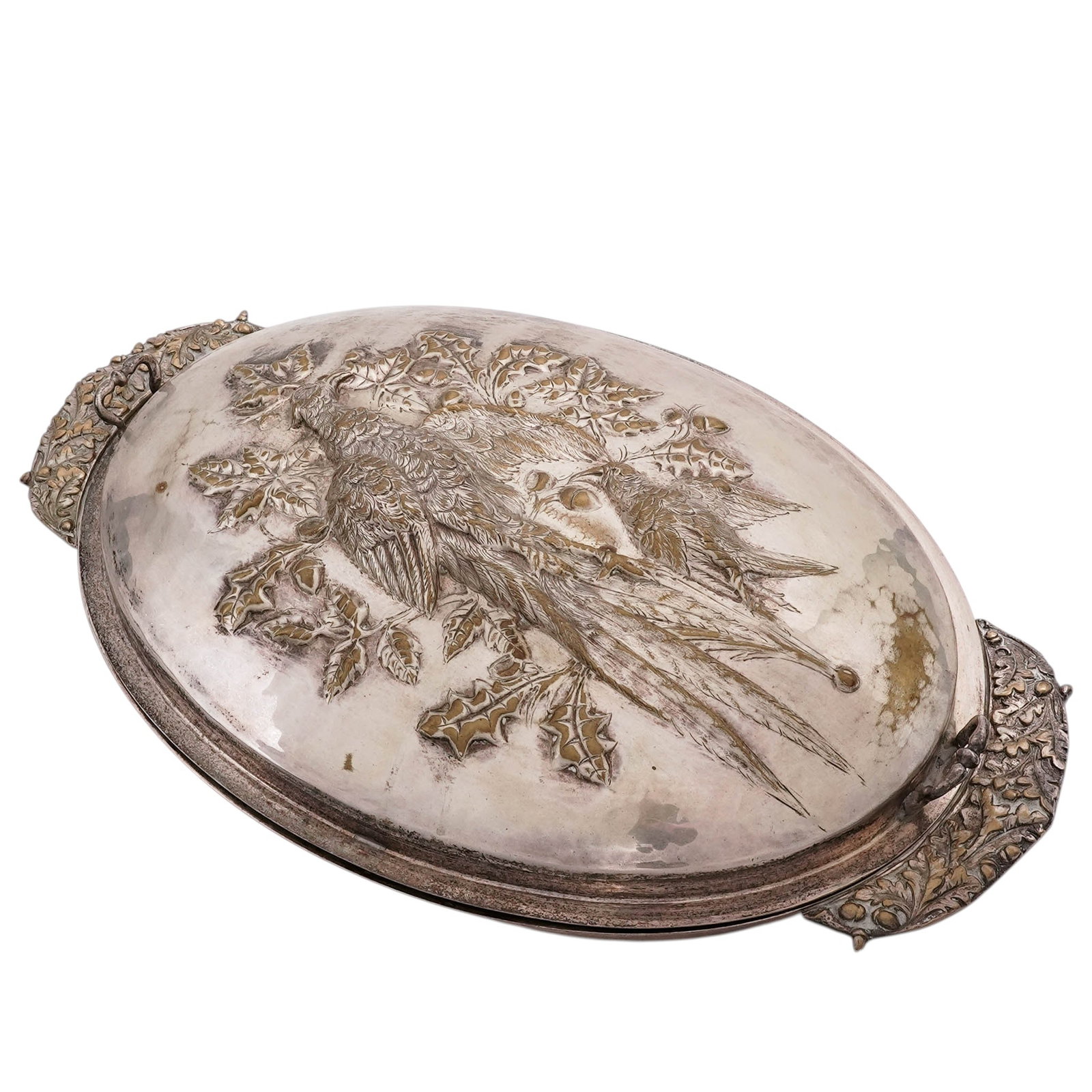 Antique Silver Plated Pheasant & Acorn Repousse Tureen (1 of 8)