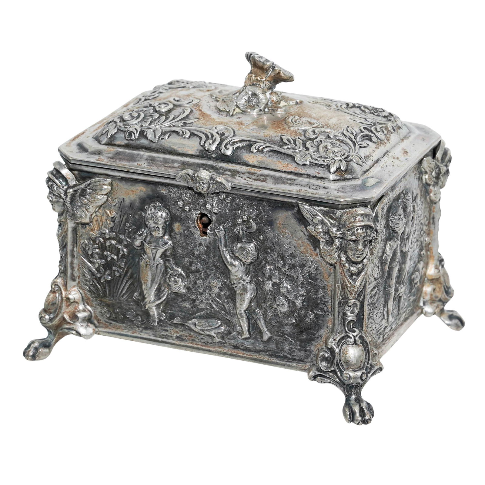 British Silver Plated Repousse Jewelry Casket Box (1 of 10)