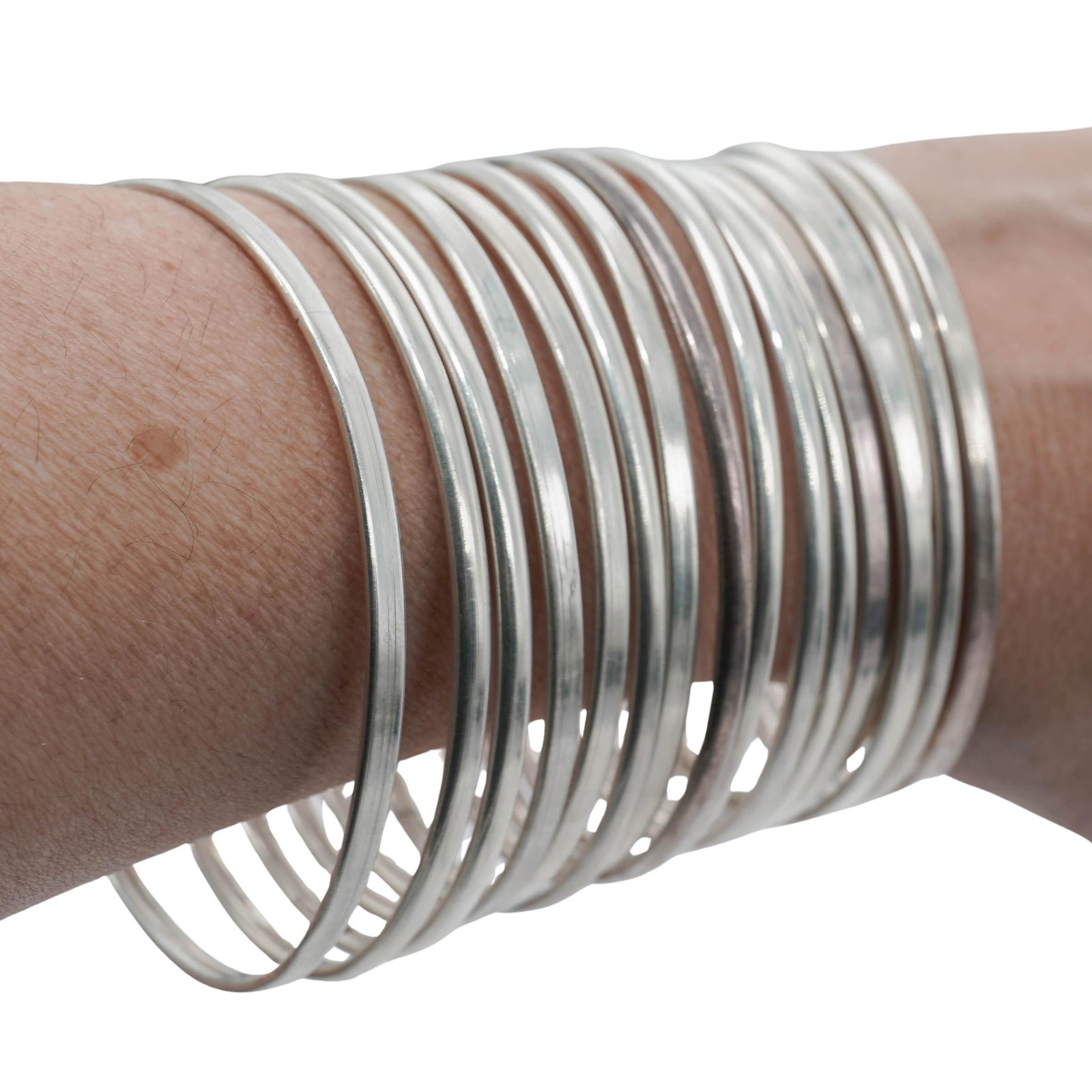 (16 pcs) Mexican Sterling Silver Bangles (1 of 4)