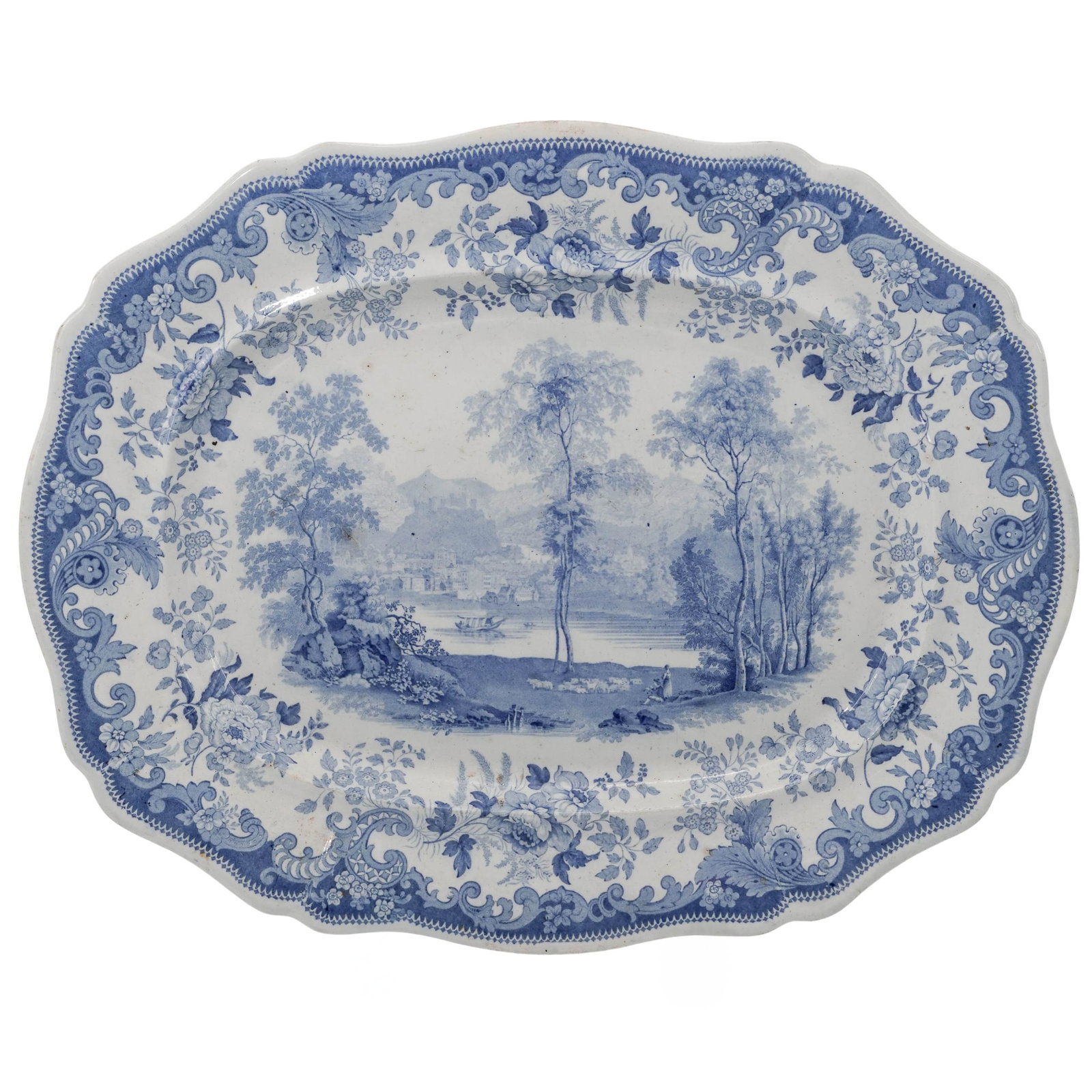 Antique Davenport Blue & White Transferware Platter (1 of 3)