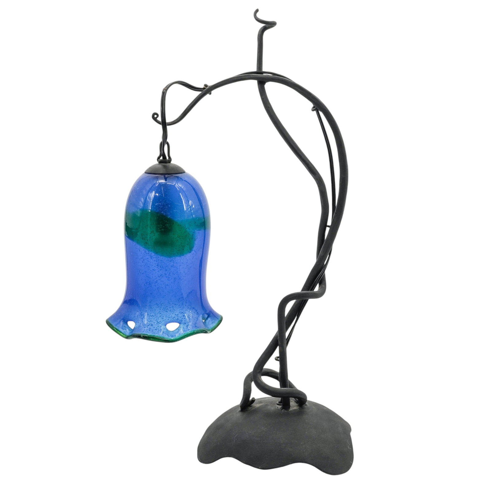 Vintage Cast Iron and Art Glass Lamp (1 of 10)