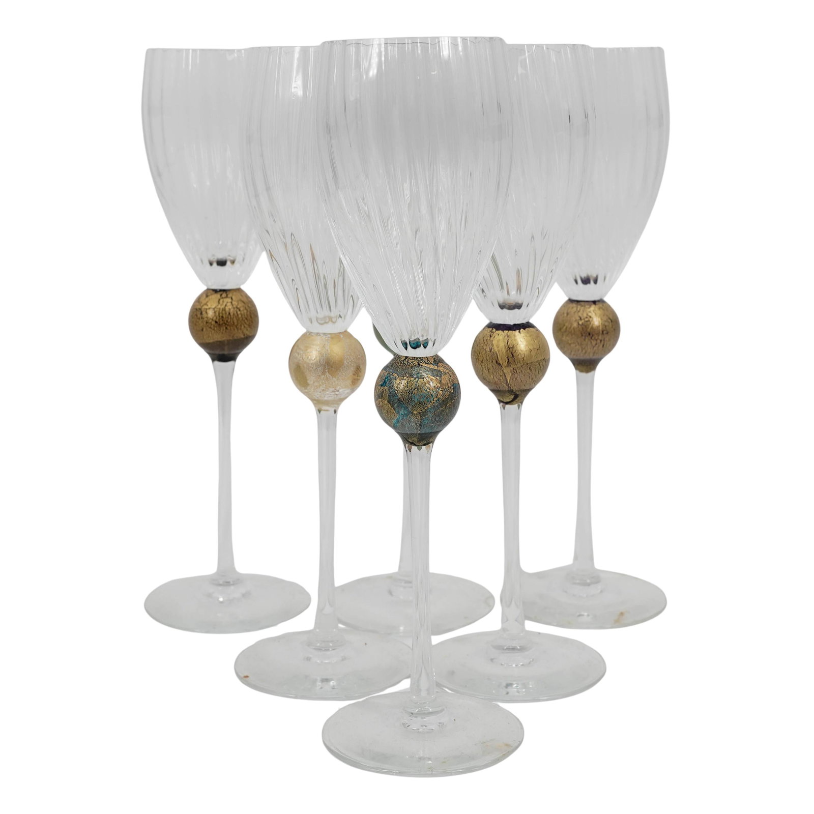 (6pc) Union Street "Manhattan Gold" Glass Champagne Flute (1 of 5)