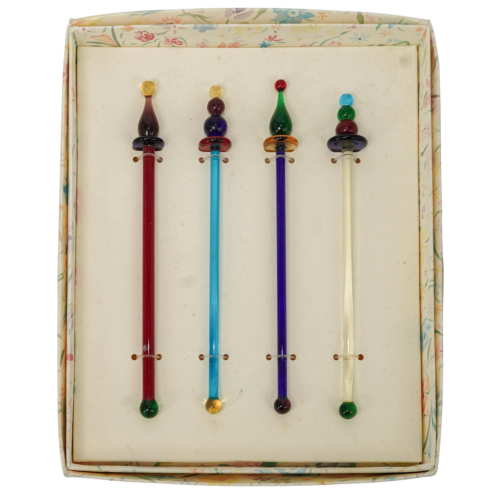 (4 pcs) MCM Tommasi Murano Glass Cocktail Stirrers (1 of 7)