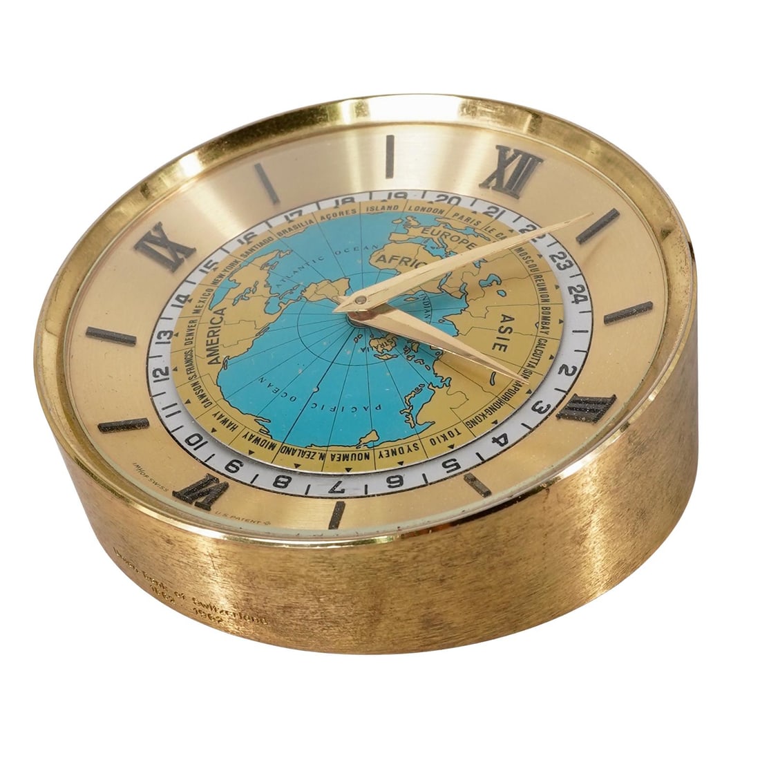 Vintage Imhof World Time 8-Day Desk Clock: Vintage Imhof World Time 8-Day Desk Clock1955-1960s, SwissVintage Imhof World Time 8-Day Desk Clock, a highly regarded piece of mid-century Swiss horology.Manufacturer : Artur Imhof, a prestigious Swi