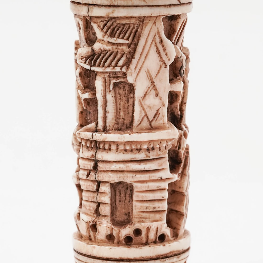 Carved Bone cylindrical snuff bottle - 5