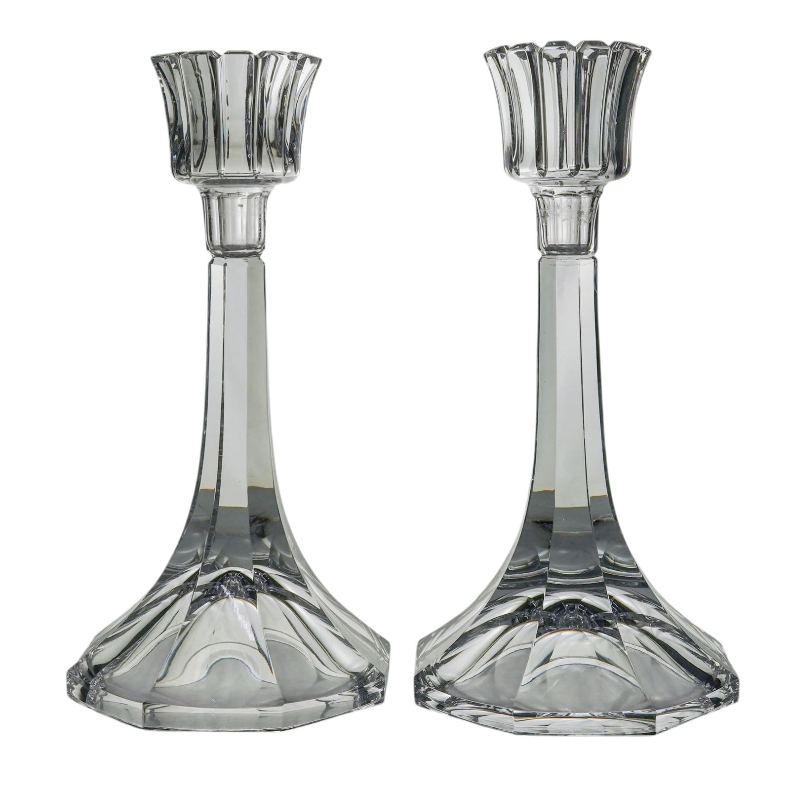 Pair Of Gunnar Cyren x Orrefors Crystal Stenhammar Candlesticks: Pair Of Gunnar Cyren x Orrefors Crystal Stenhammar Candlestickscirca 1970s, SwedishThis pair of Vintage Orrefors crystal candlestick holders By Gunnar Cyrén (1931–2013) features a sophisticated Art