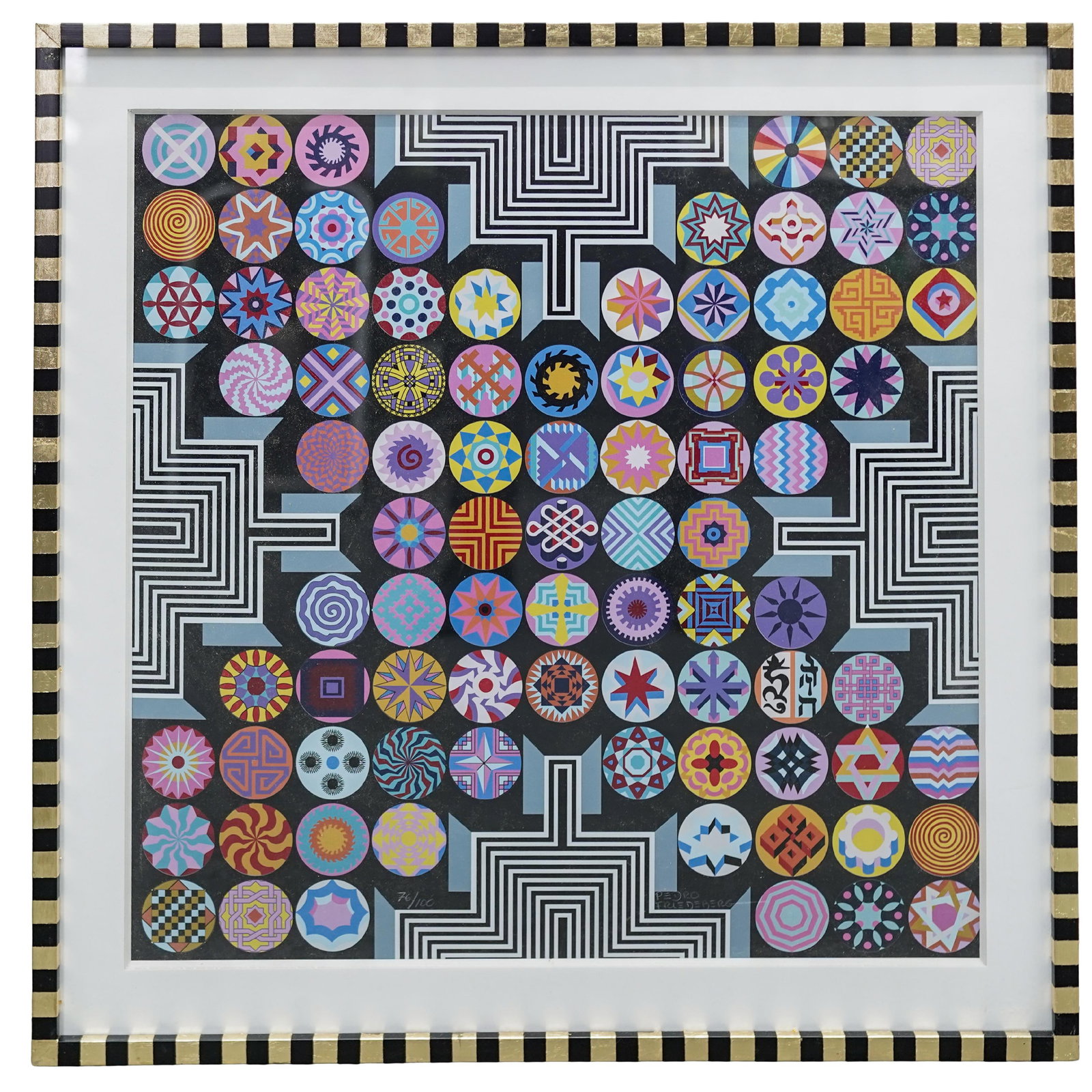 Pedro Friedeberg (Mexican, b. 1946) "El Camino de Virtud" Serigraph: Pedro Friedeberg (Mexican, b. 1946) "El Camino de Virtud" Serigraph20th century, MexicanPedro Friedeberg" El Camino de Virtud" large geometric, optic, color serigraph, hand signed and numbered 76/100