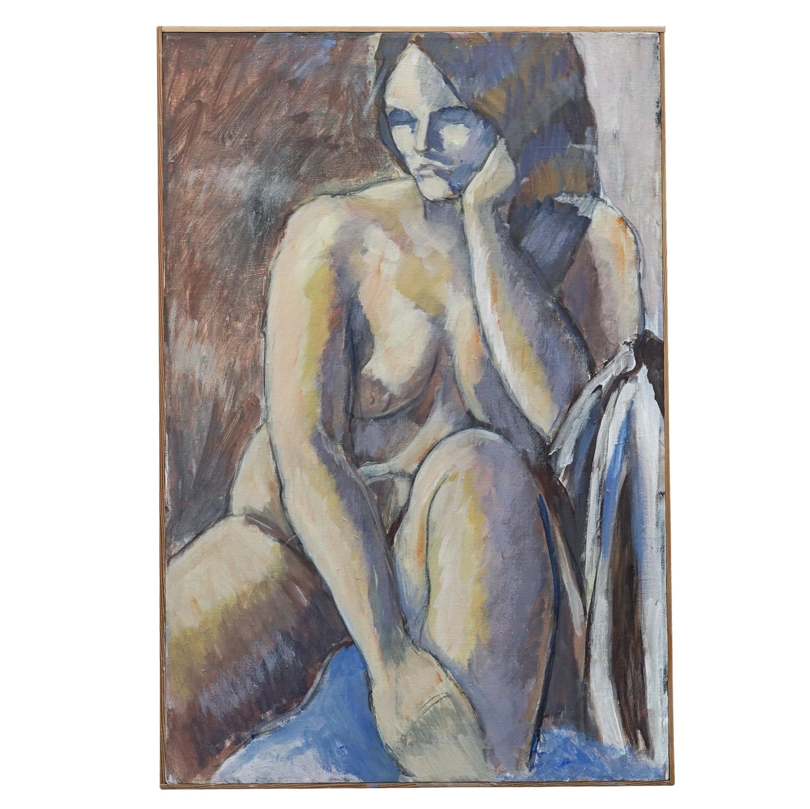 Arthur Marks (American, 20th century) Nude Female Acrylic on Canvas: Arthur Marks (American, 20th century) Nude Female Acrylic on Canvas1940s-60s, AmericanArthur Marks was a modernist artist, his style is a bridge between Post-Impressionism and Modernism. He frequently