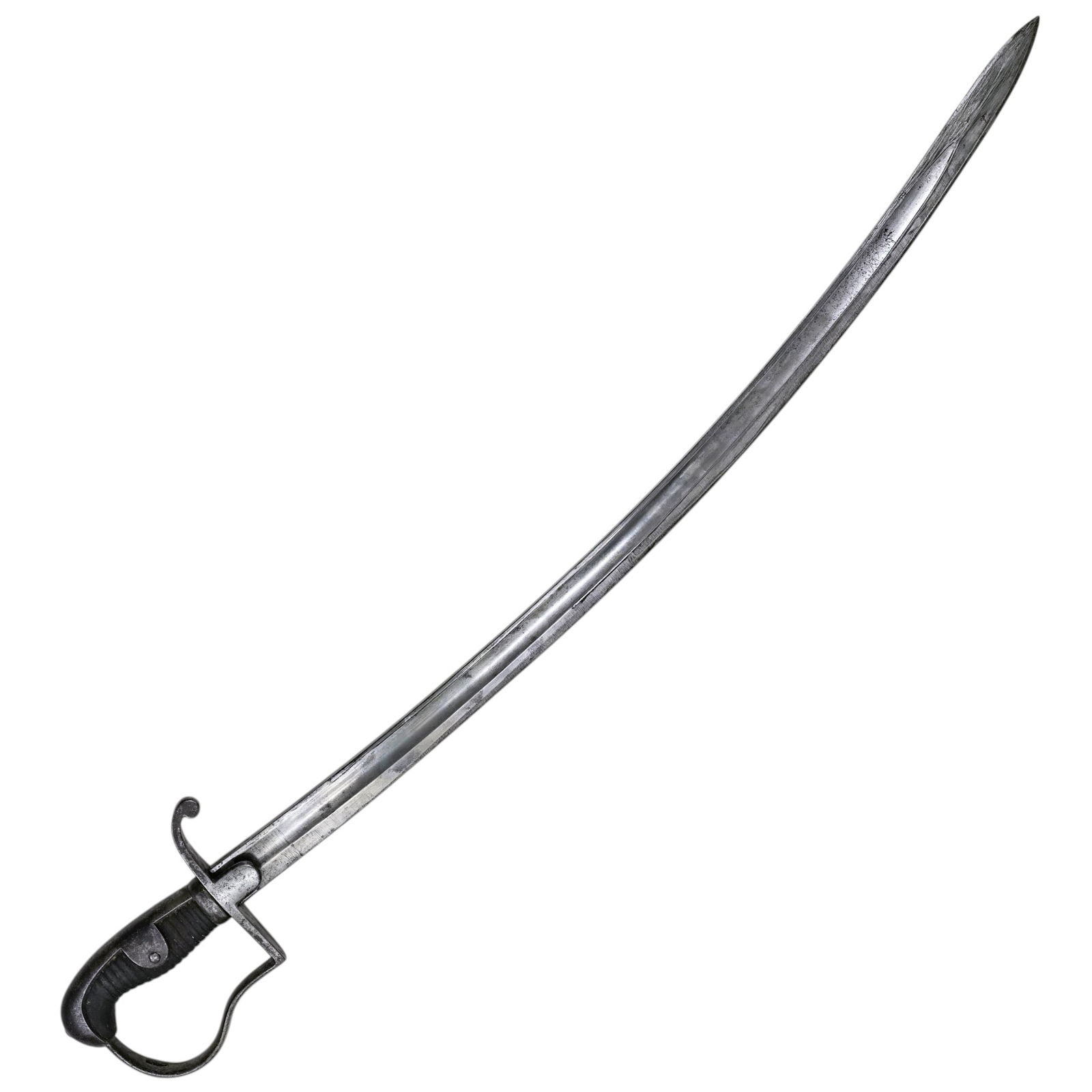 Prussian M1848 Artillery Saber & Scabbard: Prussian M1848 Artillery Saber & Scabbard1860, PrussianAntique Prussian Model 1848 Artillery Sword with a curved fullered steel blade and the signature hilt featuring a "P-guard" and "ears" to help se