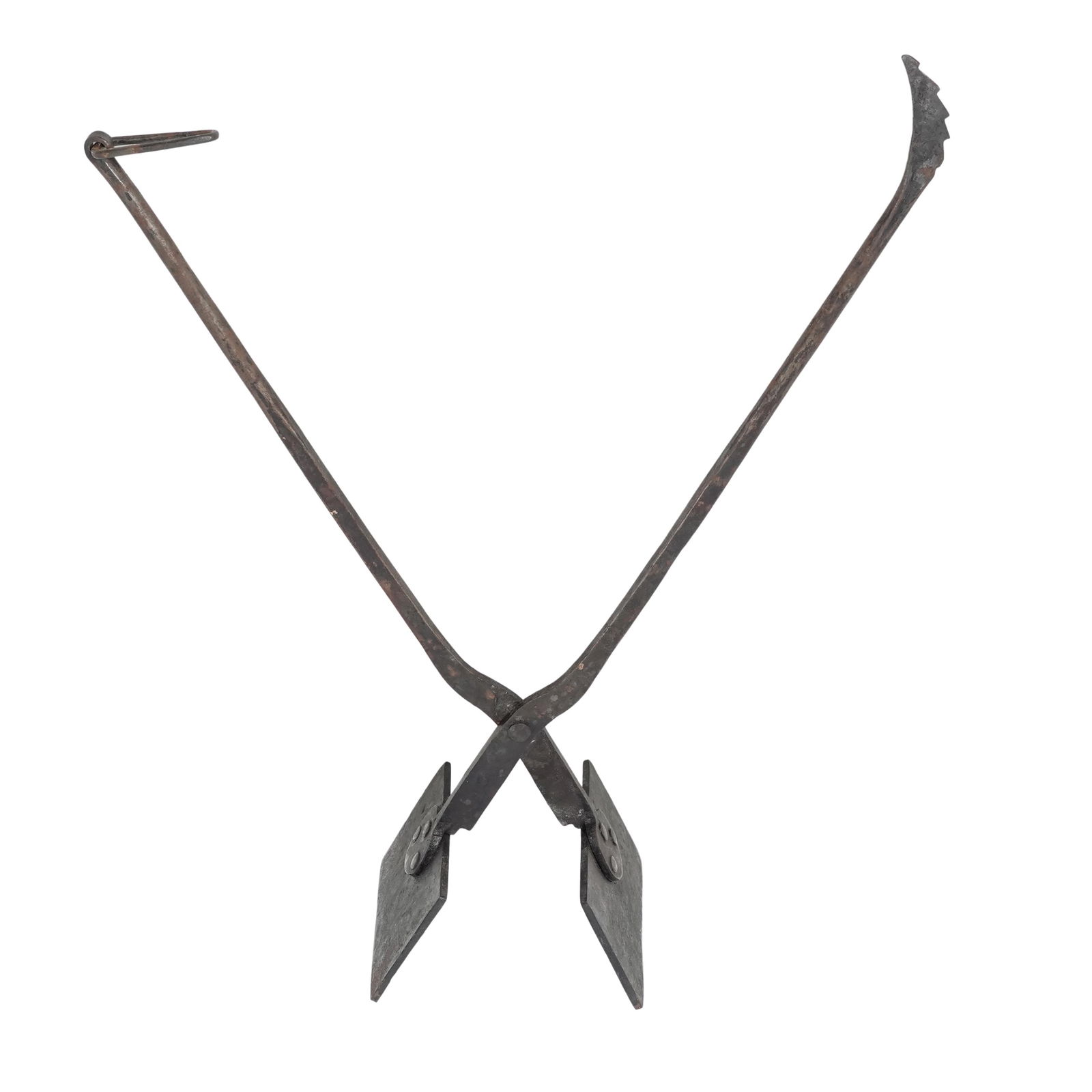 19th Century Hand Forged Iron Waffle Press: 19th Century Hand Forged Iron Waffle Press19th century (possibly earlier), EuropeanThis 19th-century hearth iron is a notable example of functional folk art, distinguished by its dual-plate decorative