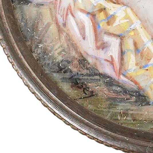 Antique Signed Rococo Mini Bone Painting - 3