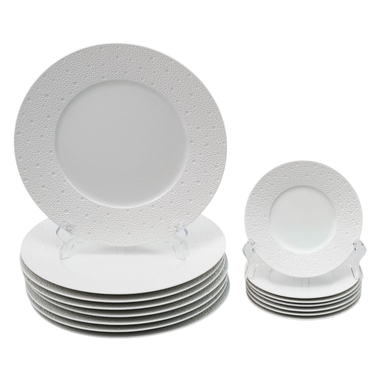 (15 Pc) Bernardaud 'Ecume' Porcelain Plates - 2