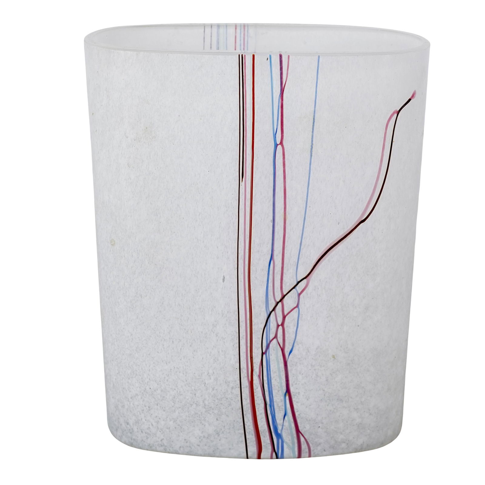 Kosta Boda "Rainbow" Art Glass Vase: Kosta Boda "Rainbow" Art Glass Vase1980s, SwedishKosta Boda vase designed by the renowned Swedish artist Bertil Vallien. Produced in 1980s this vase characterized by its opaque white glass body decora