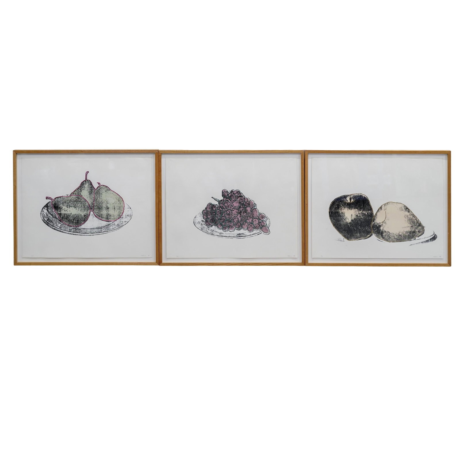 (3 pcs) Signed J. Alfonso Lithograph On Paper: (3 pcs) Signed J. Alfonso Lithograph On Paper1989This contemporary set of three l botanical still-life lithographs on paper features a minimalist, high-contrast aesthetic. The series includes depictio