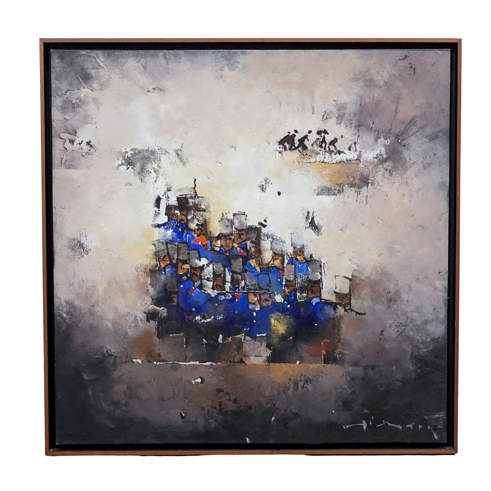 Abstract Mixed Media Painting on canvas "Exclusion": Abstract Mixed Media Painting on canvas "Exclusion"20th century, FrenchAbstract cityscape style painting “Eclosión” (French for "blossoming") mixed media on canvas is the work of a contempora