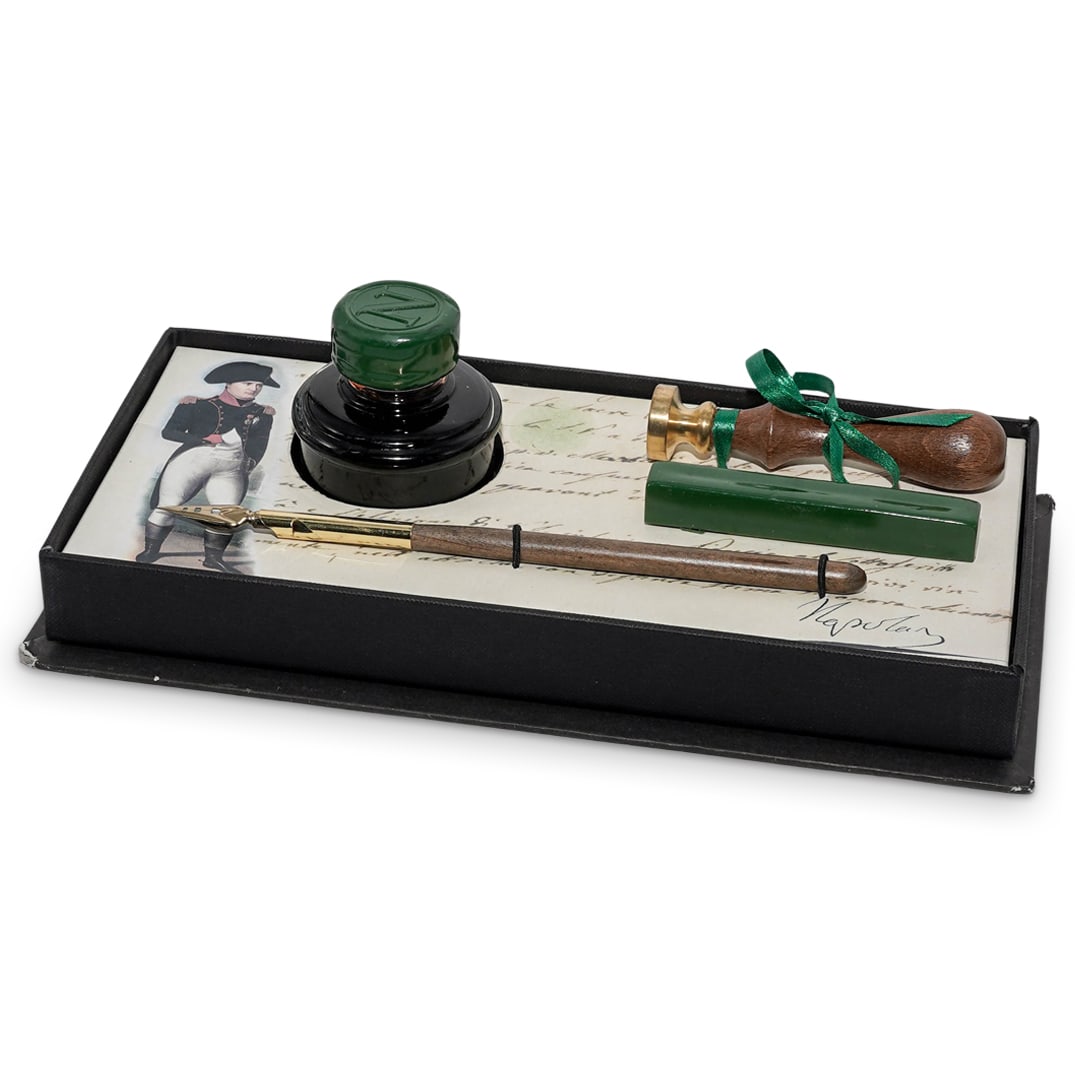 Napoleonic Themed Accessory Desk: Napoleonic Themed Accessory Desk20th to 21st century, EuropeanThis is a Napoleon-themed calligraphy and wax seal gift set. Presented in its original decorative box with historical motifs.The set inclu