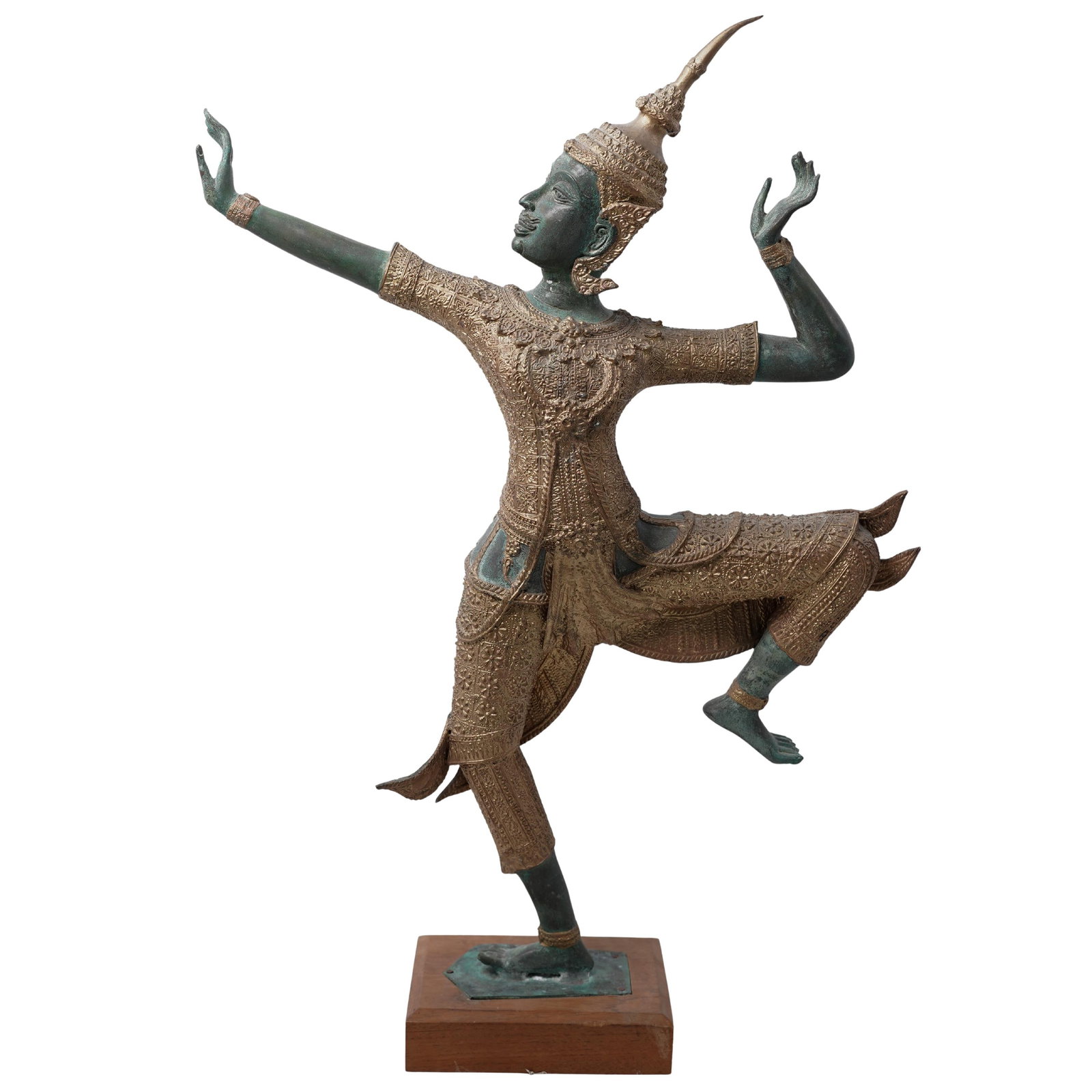 Vintage Thai Gilt Bronze Khon Dancer Statue (1 of 5)