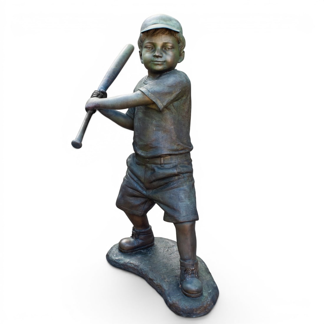 Large Garden Bronze Sculpture of Boy with Baseball Bat (1 of 6)