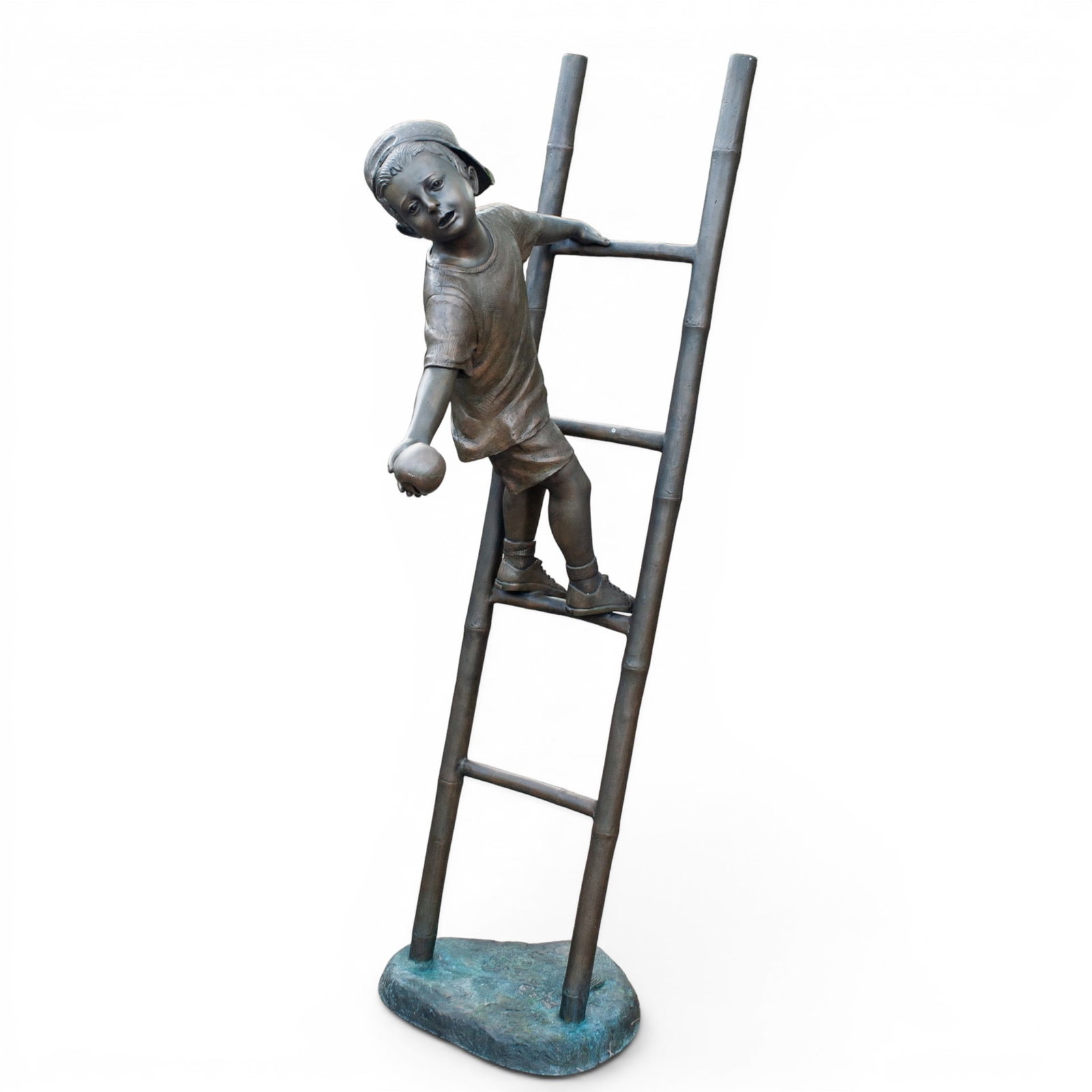 Large Garden Bronze Boy Climbing on Ladder Sculpture (1 of 9)