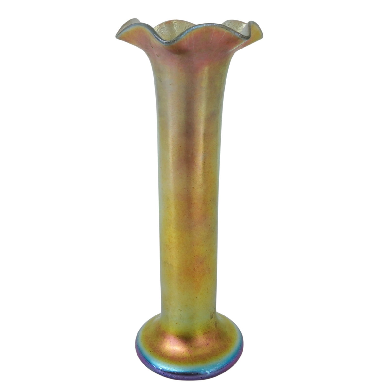 Steuben Gold Aurene Ruffle Glass Vase (1 of 8)