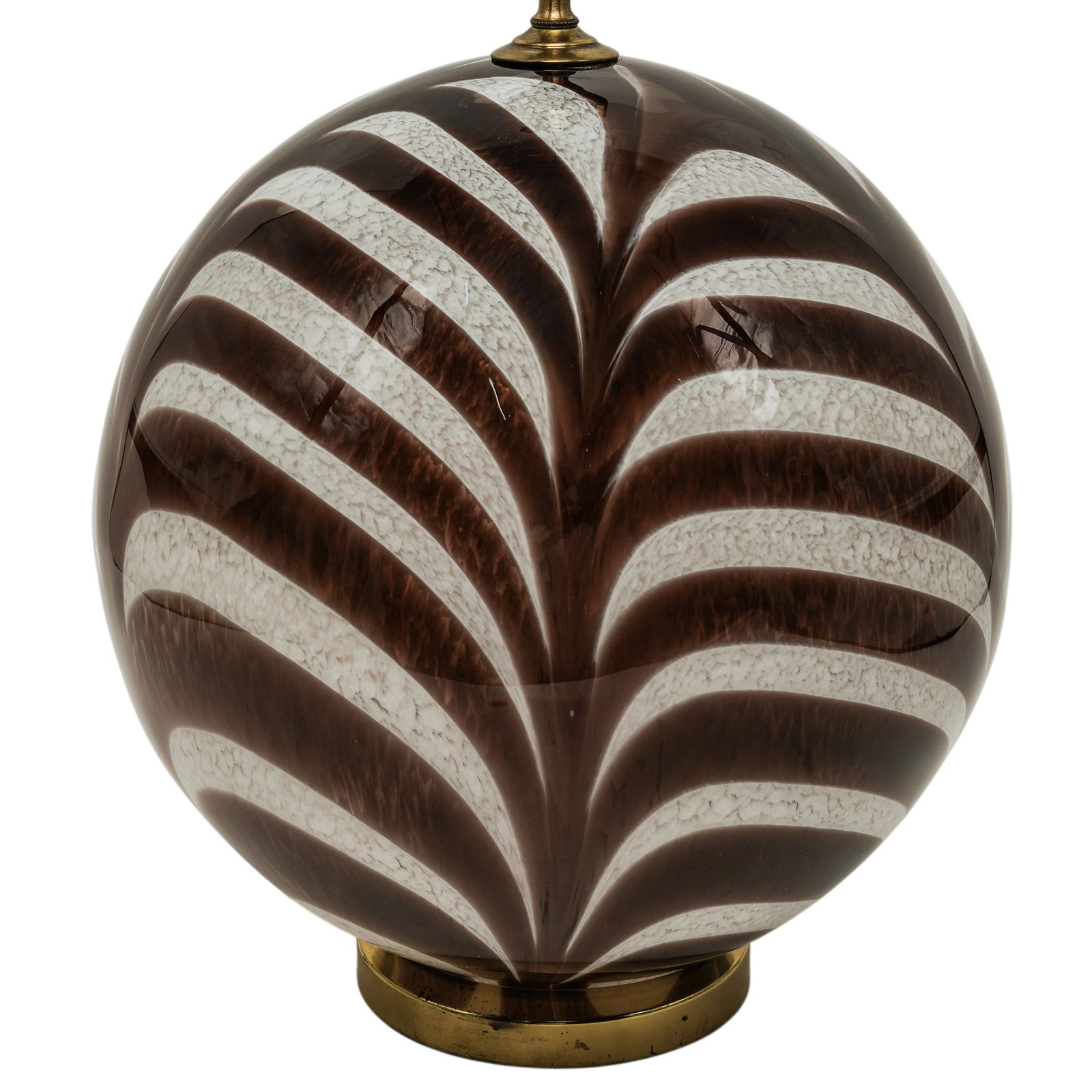Vintage Murano White & Brown Feathered Glass Lamp (1 of 4)