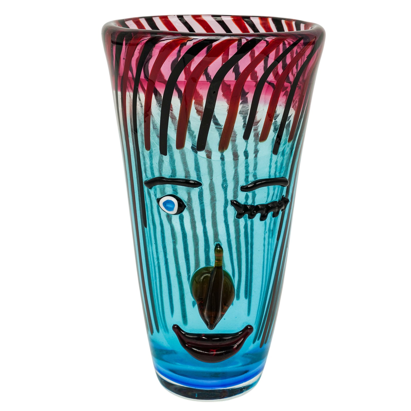 Vintage Cristalleria Stile D'arte Figural Face Murano Glass Vase (1 of 4)