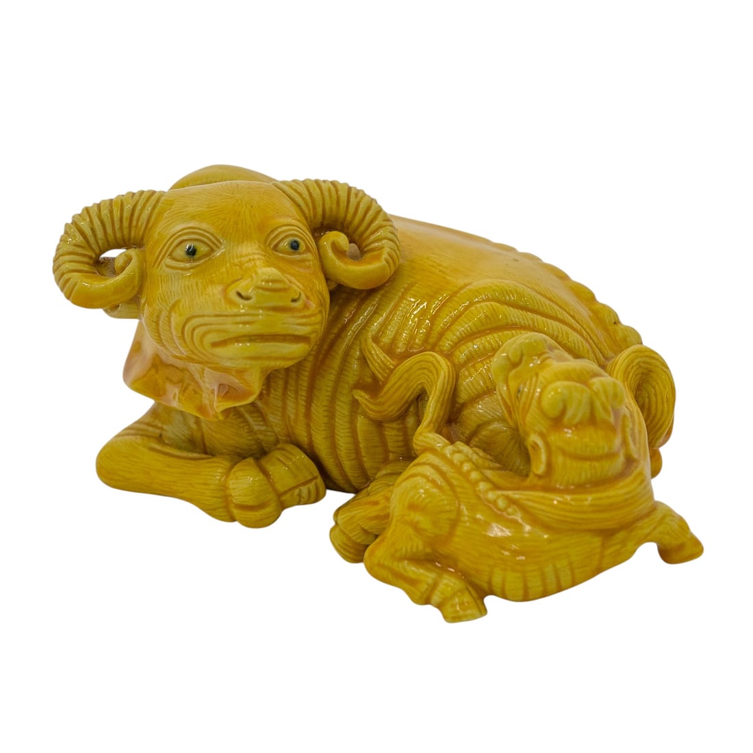 Vintage Chinese Imperial Yellow Glazed Water Buffalo (1 of 6)