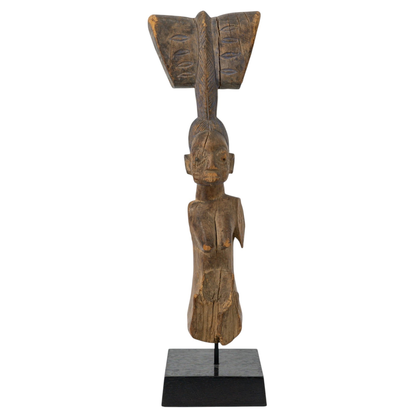 Antique Nigerian Wooden Carved Feminine Figure On Stand (1 of 5)