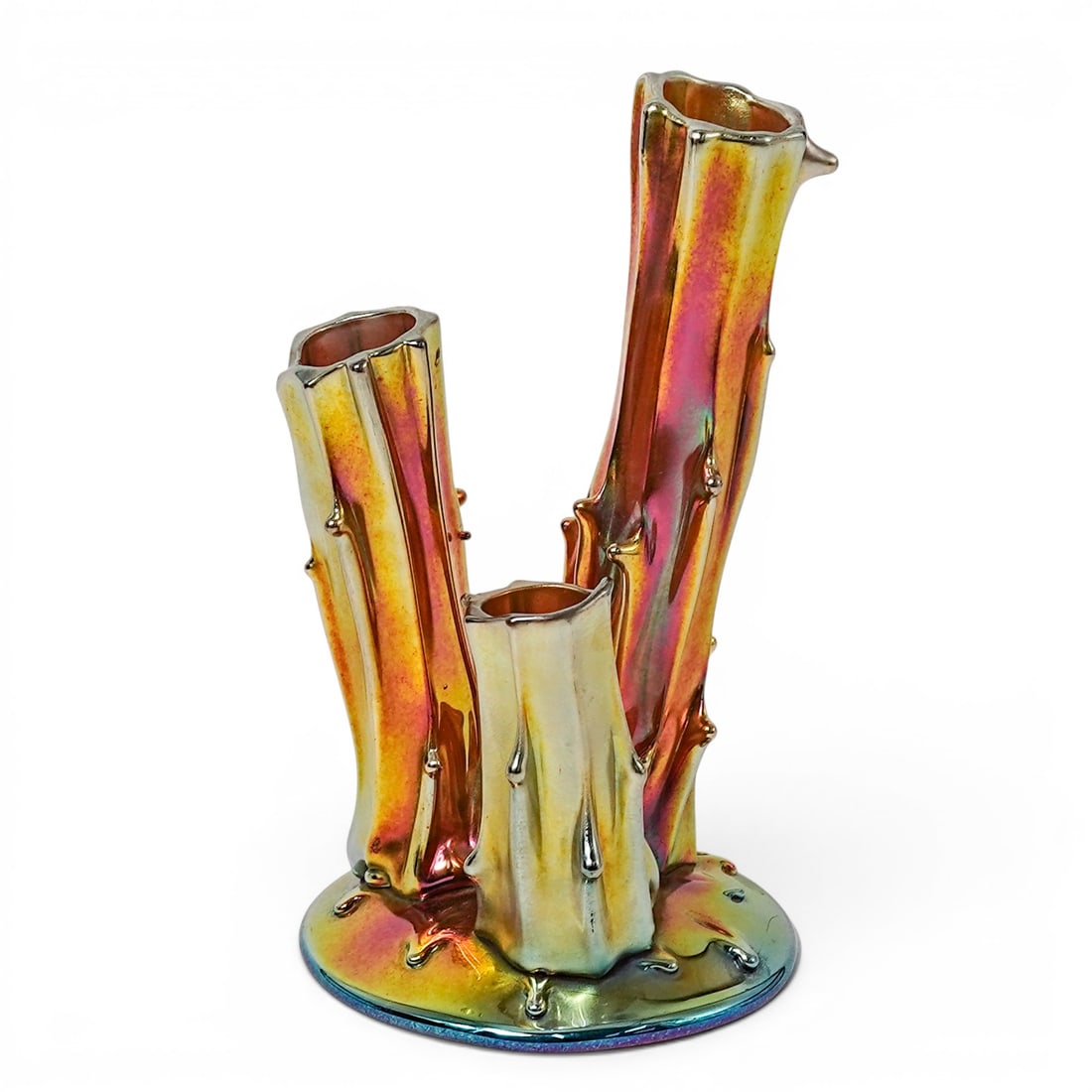 Steuben Gold Aurene Triple Stump Vase (1 of 6)