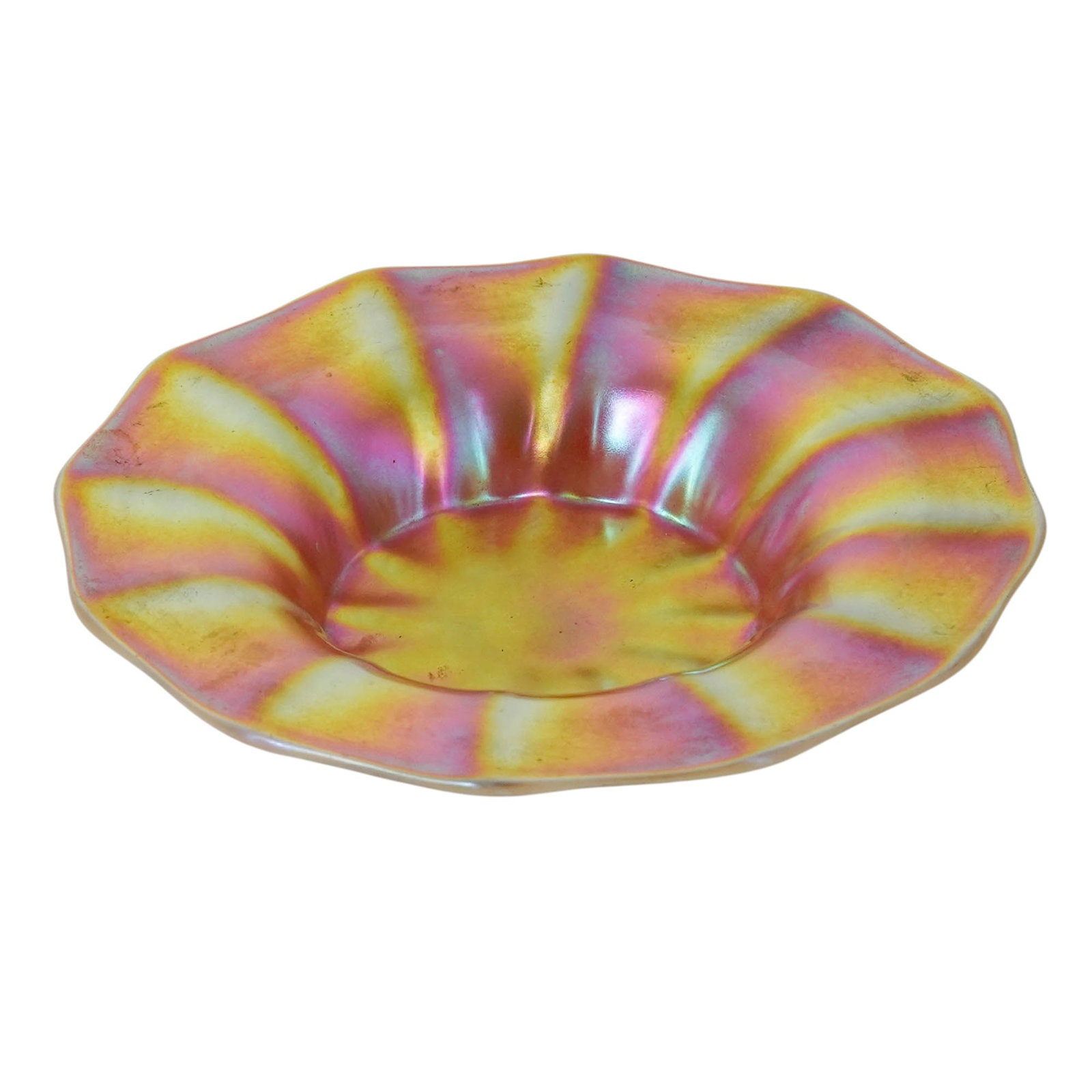 Steuben Gold Calcite Ruffled Glass Underplate (1 of 6)