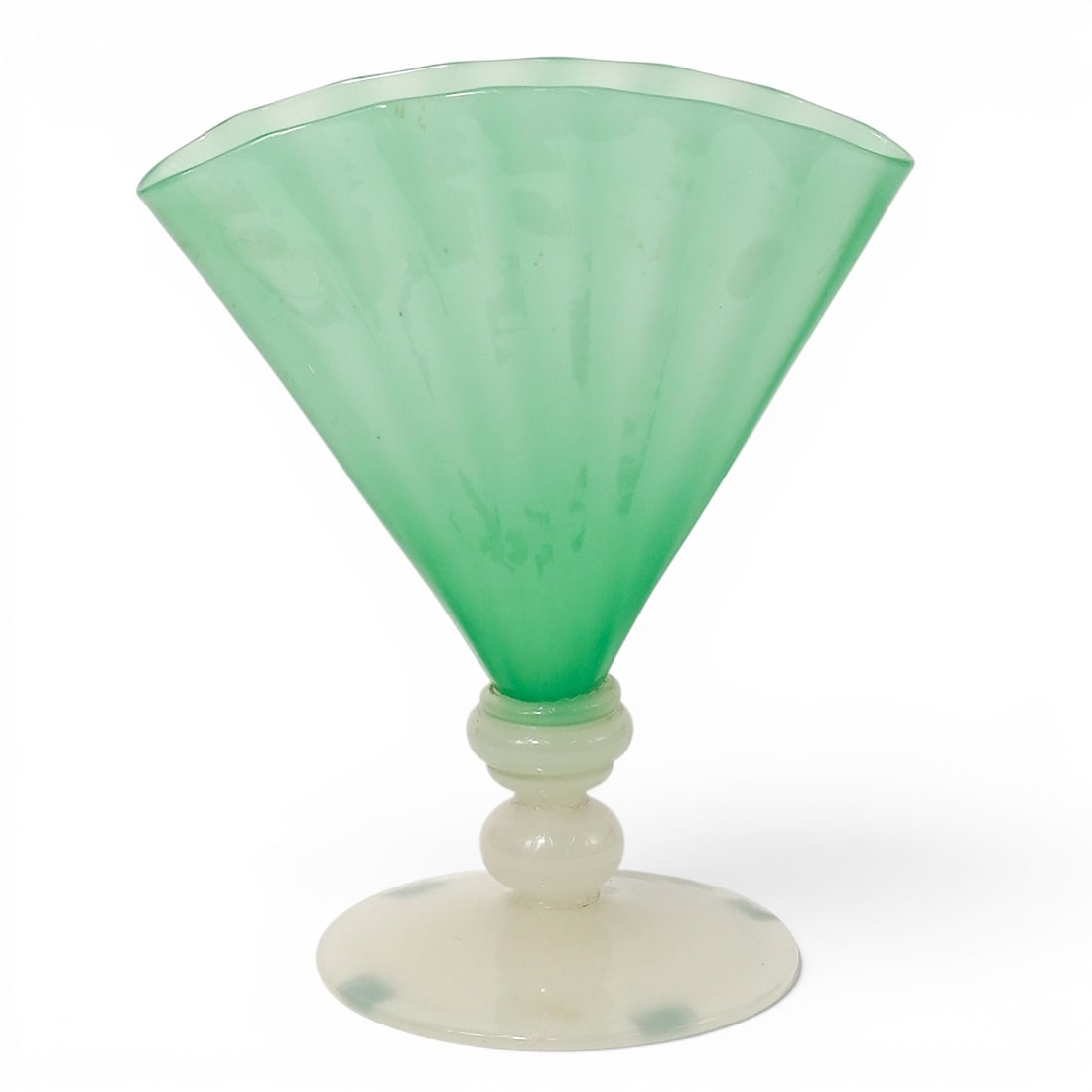 Steuben Jade Green & Alabaster Glass Fan Vase (1 of 5)