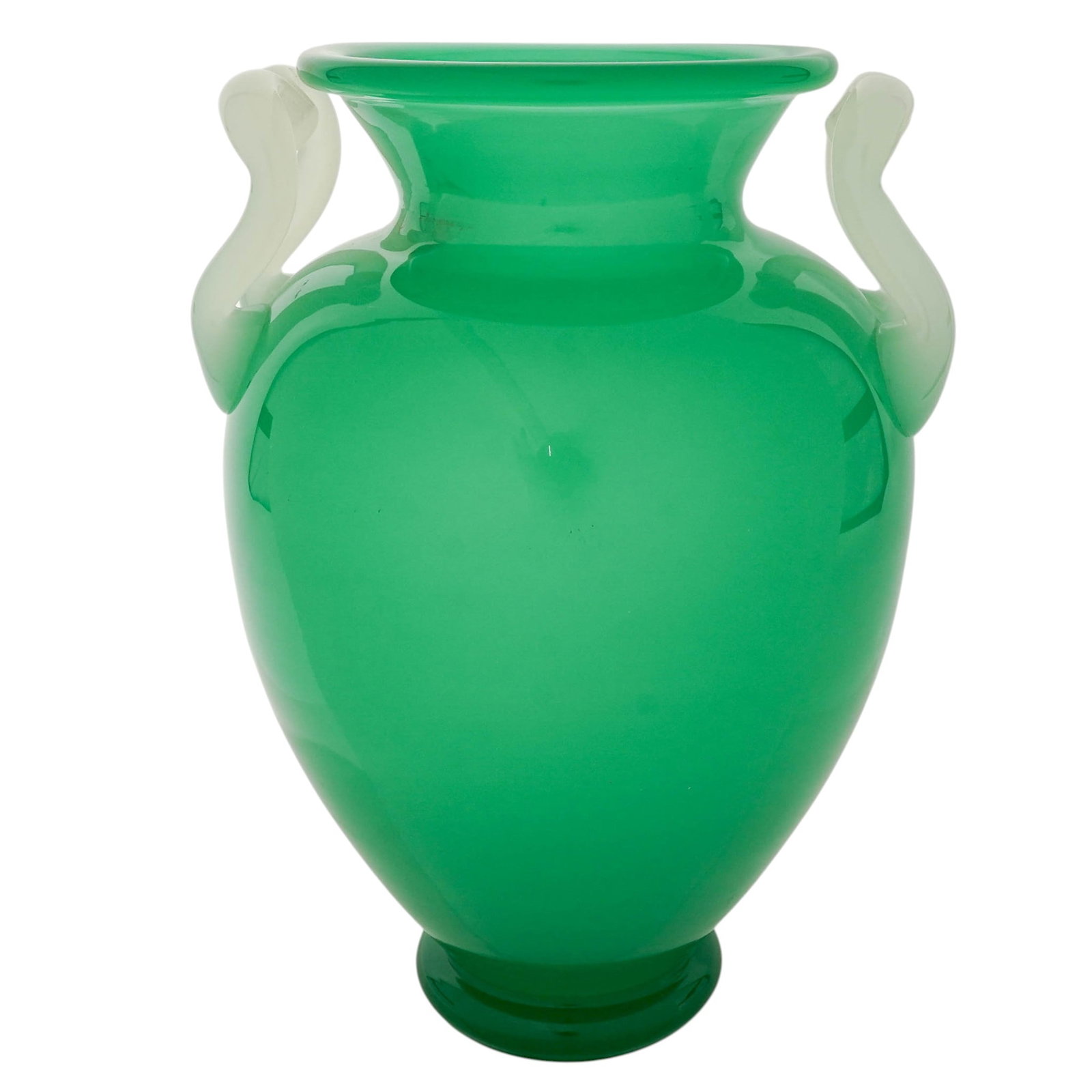 Steuben Green Jade & Alabaster Double Handle Glass Vase (1 of 6)