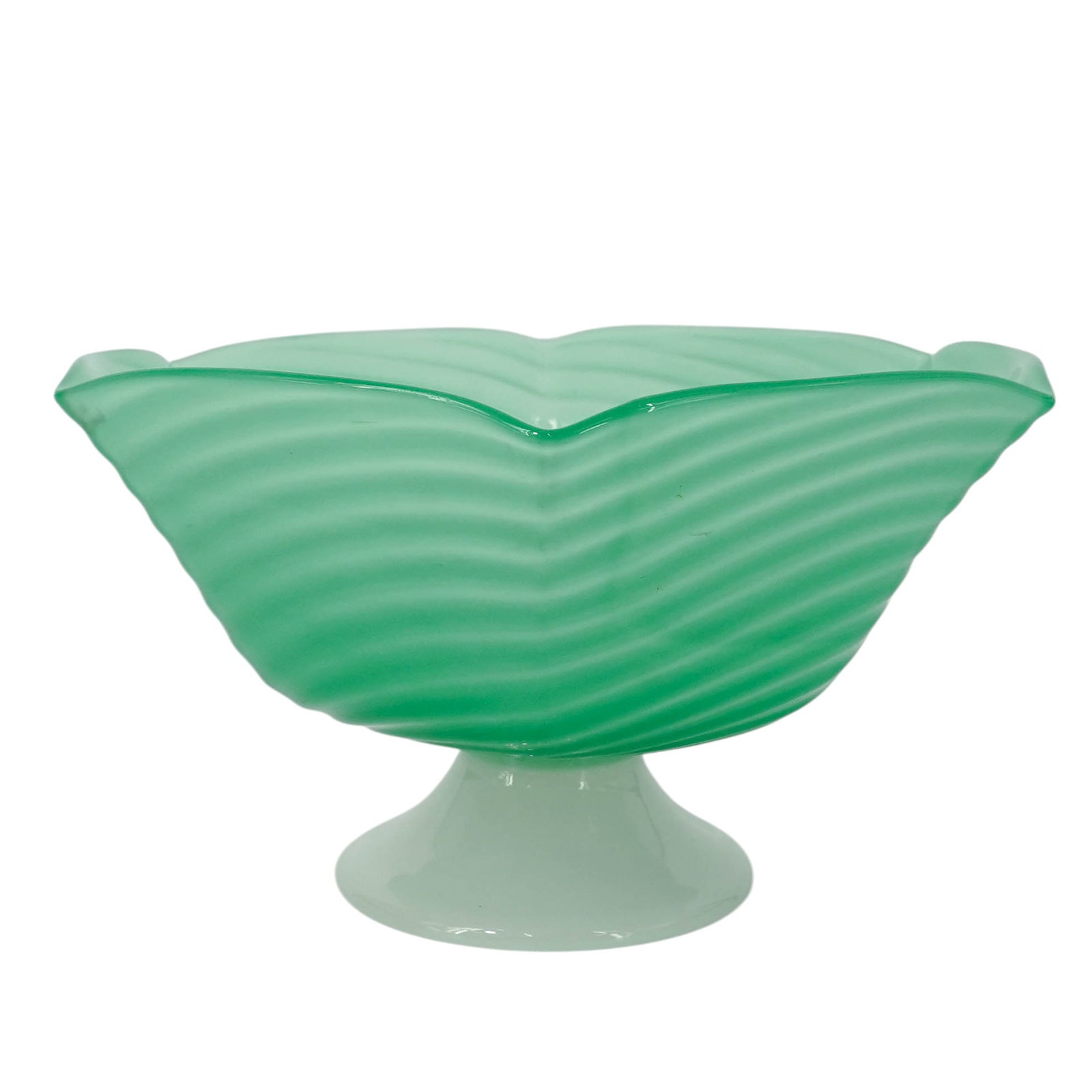 Steuben Jade Green Ruffled Glass Compote (1 of 4)