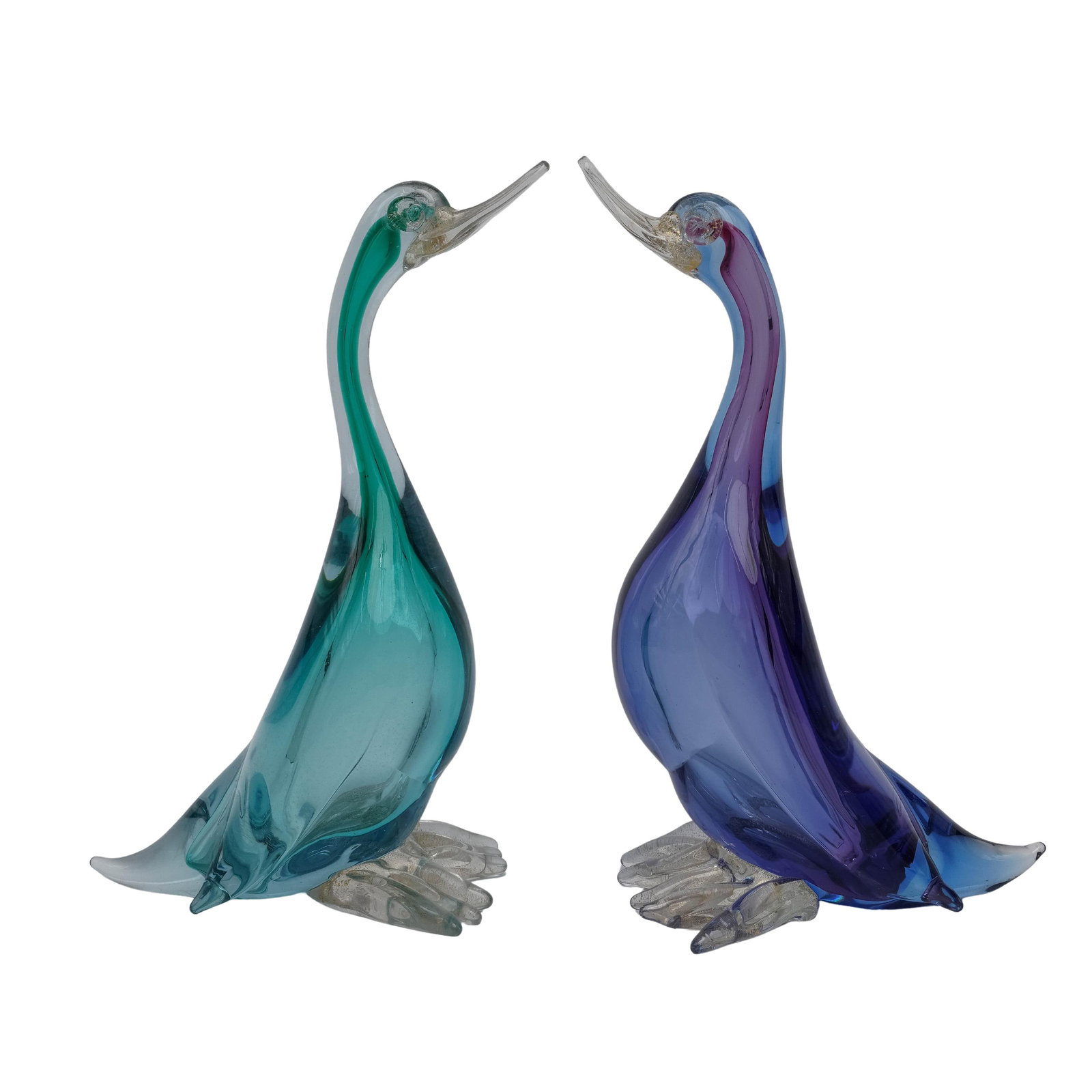 (2 pc) Vintage Murano Glass Standing Duck Sculptures (1 of 4)