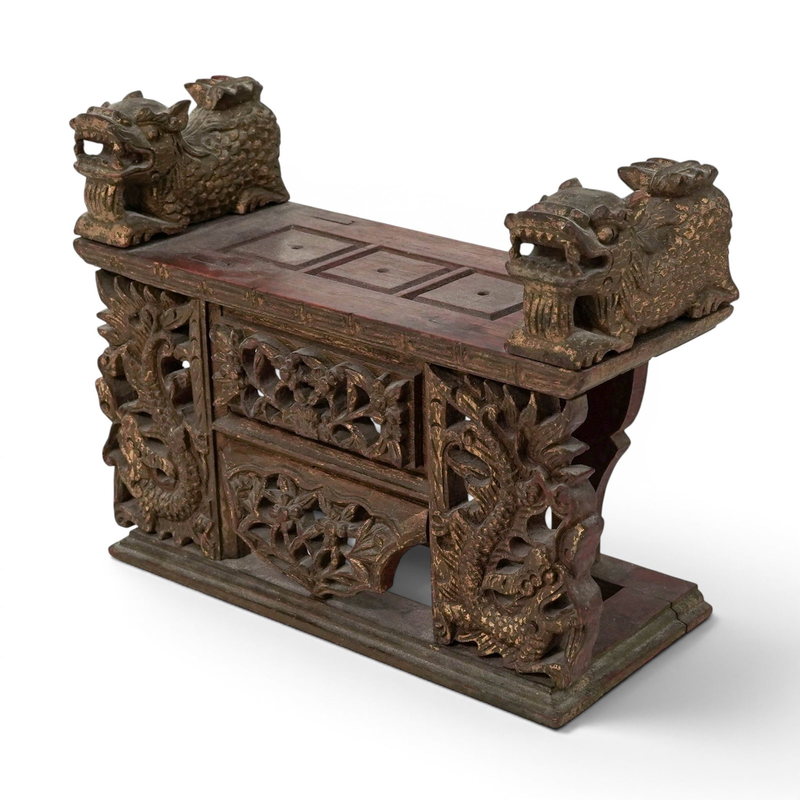 Antique Chinese Carved Buddhist Foo Dog Altar Table (1 of 9)