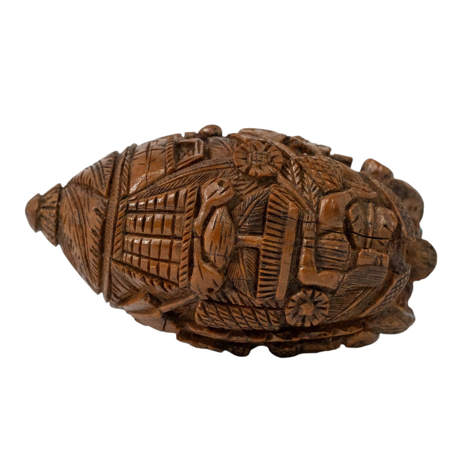 Antique Coquilla Nut Bugbear Snuff Flask - 3