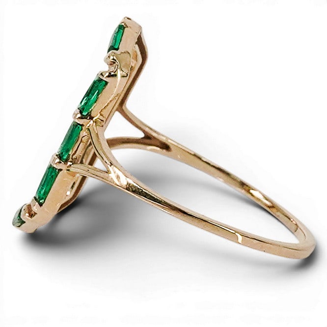 14k Gold & Emerald Open Frame Ring, Signed - 3