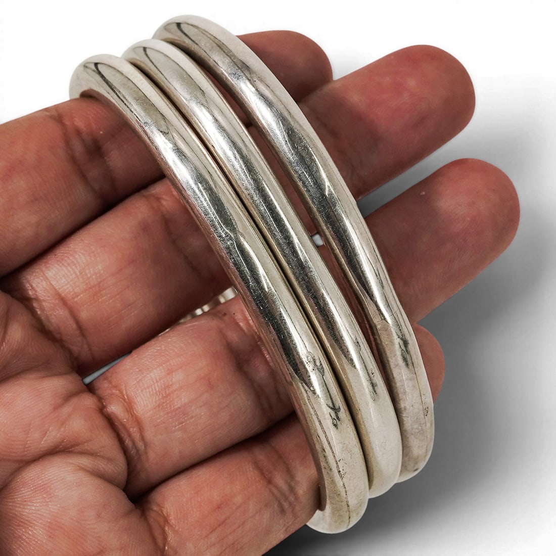 (6 Pc) Mexican Sterling Silver Bangle Bracelets - 4