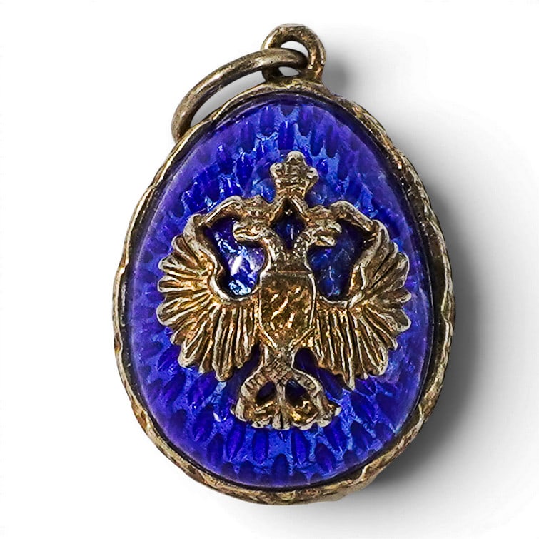 Russian Silver & Guilloche Enamel Egg Pendant (1 of 9)