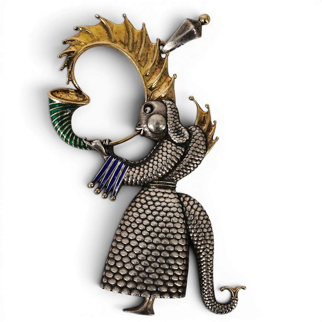 Mikhail Chemiakin for Sasonko Sterling Silver & Enamel “Monk?? Pendant Brooch (1 of 6)