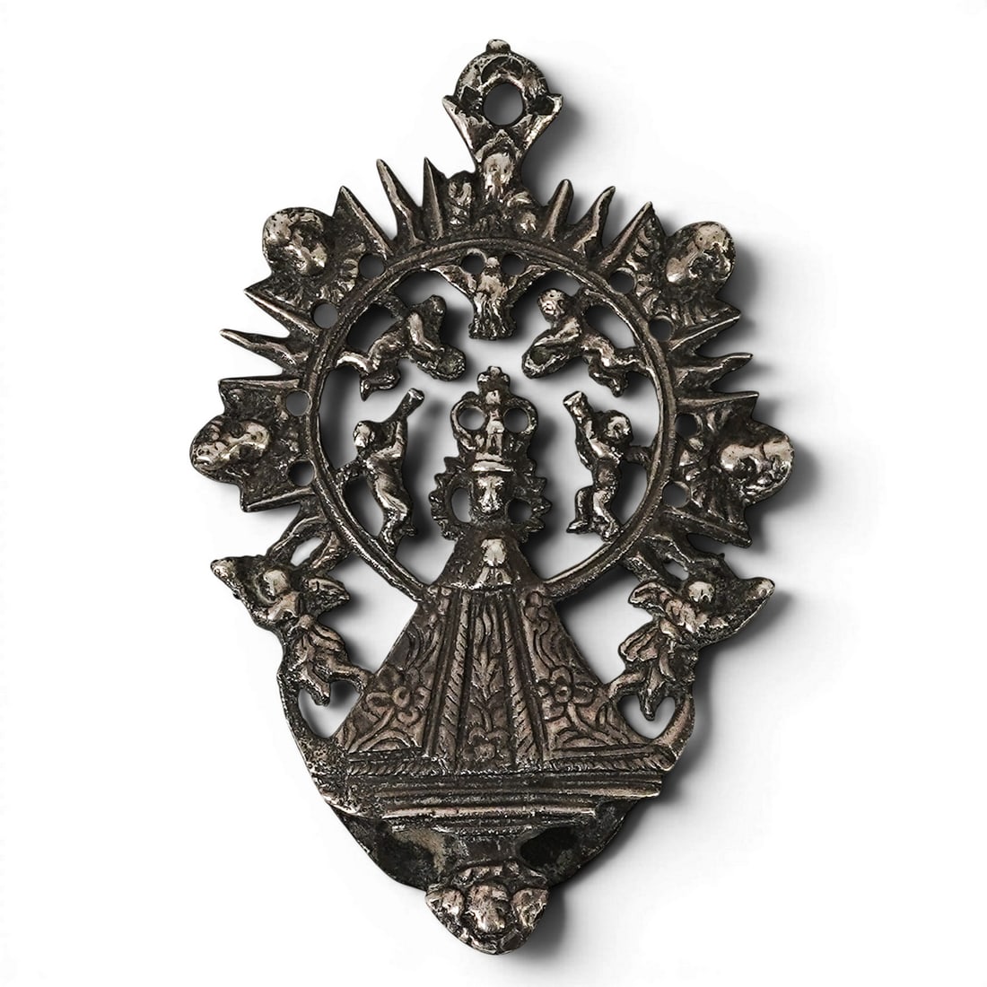 Spanish Medalla De Ventana Silver Virgen Del Prado Pendant (1 of 3)