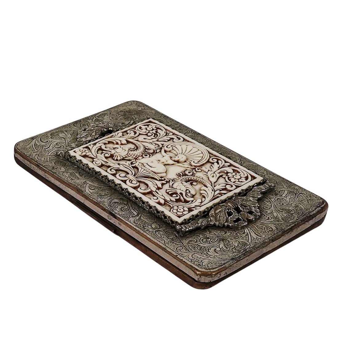 Vintage Evans Mermaid Silver & Bone Cigarette Case (1 of 6)