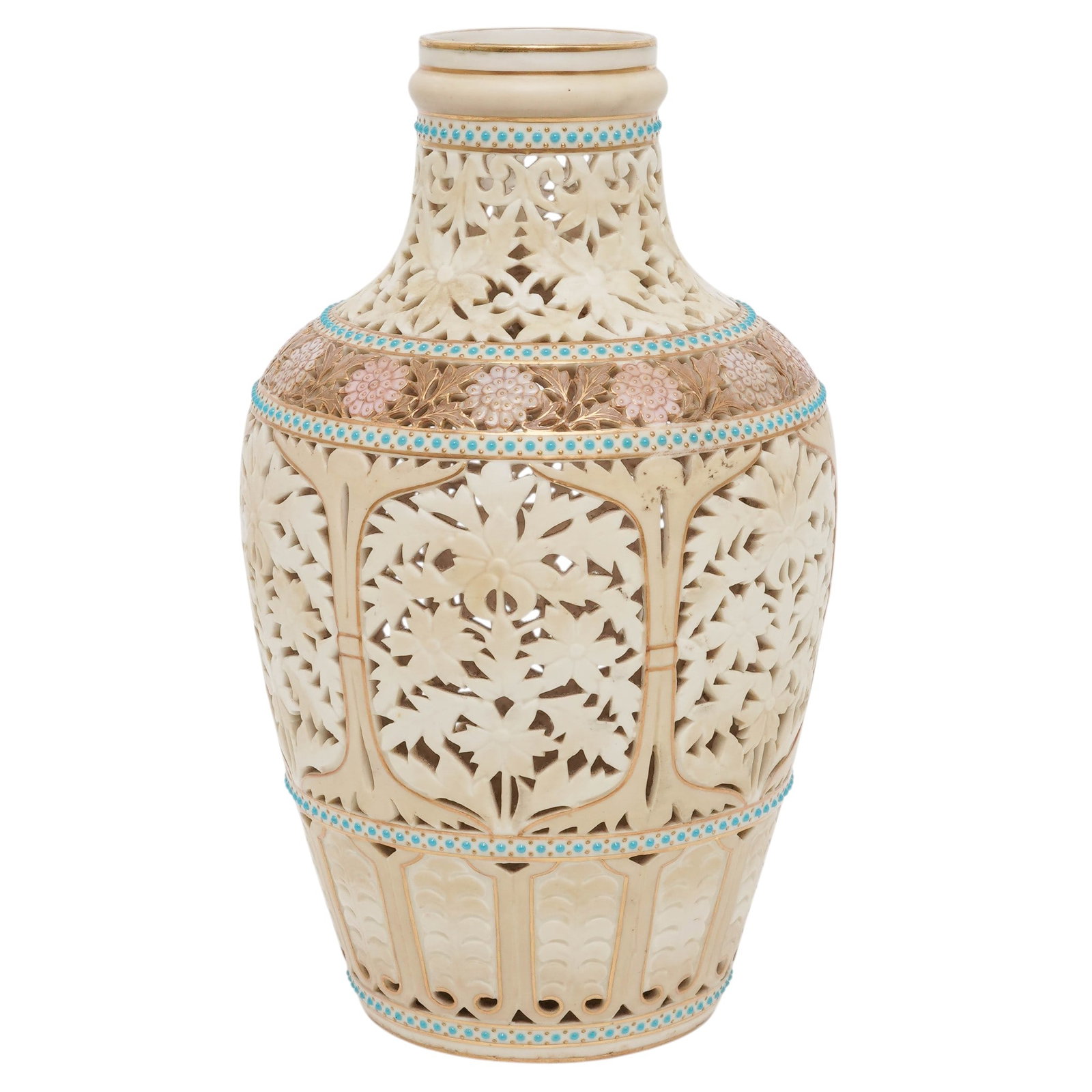 Large Royal Worcester Art Pottery Reticulated Vase (1 of 7)