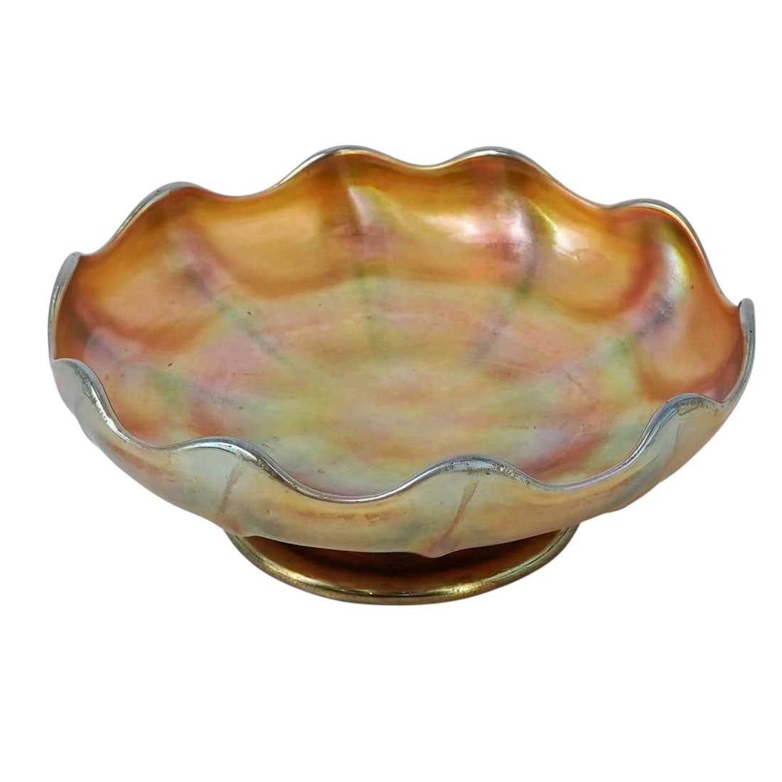 Louis C. Tiffany Favrile Glass Ruffled Footed Bowl (1 of 6)