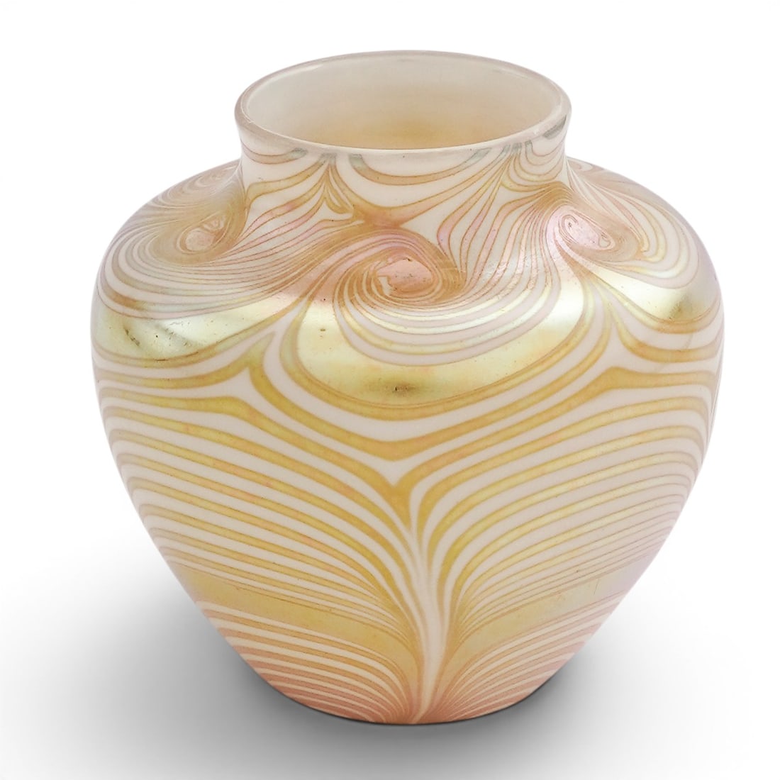 Steuben Gold Aurene Pulled Feather Glass Vase (1 of 7)
