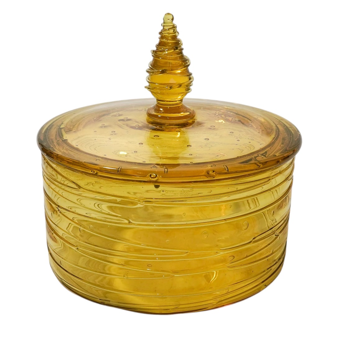Steuben Bristol Yellow Threaded Glass Jar, ‘Mar-a-Lago Collection’ (1 of 7)
